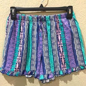 EUC Fabkids Ruffle Shorts Size XXL 14-16 Purple Teal Pink Cute Shorts